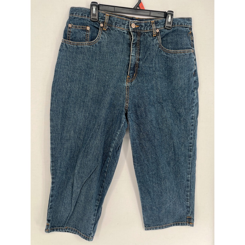 Halston Jeanswear Cropped Denim Jeans Women 16 High Rise Blue 100% Cotton